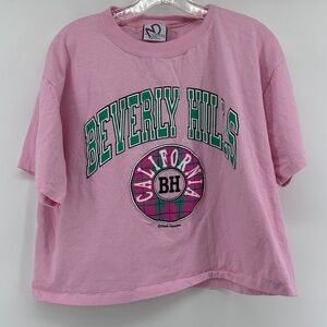 Vintage Pink Beverly Hills Graphic Cropped Tee OSFM